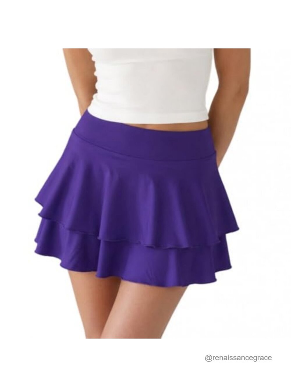 Women Ruffle Mini Skirt Layered Pleated A-Line Pull On